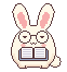 The bunny reading with glasses on under a countdown ring