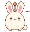 The bunny in robot mode, waiting with a thought bubble